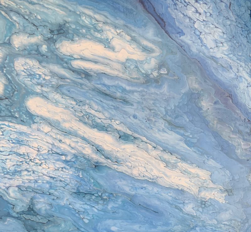 Pale blue and white pour like high cloud